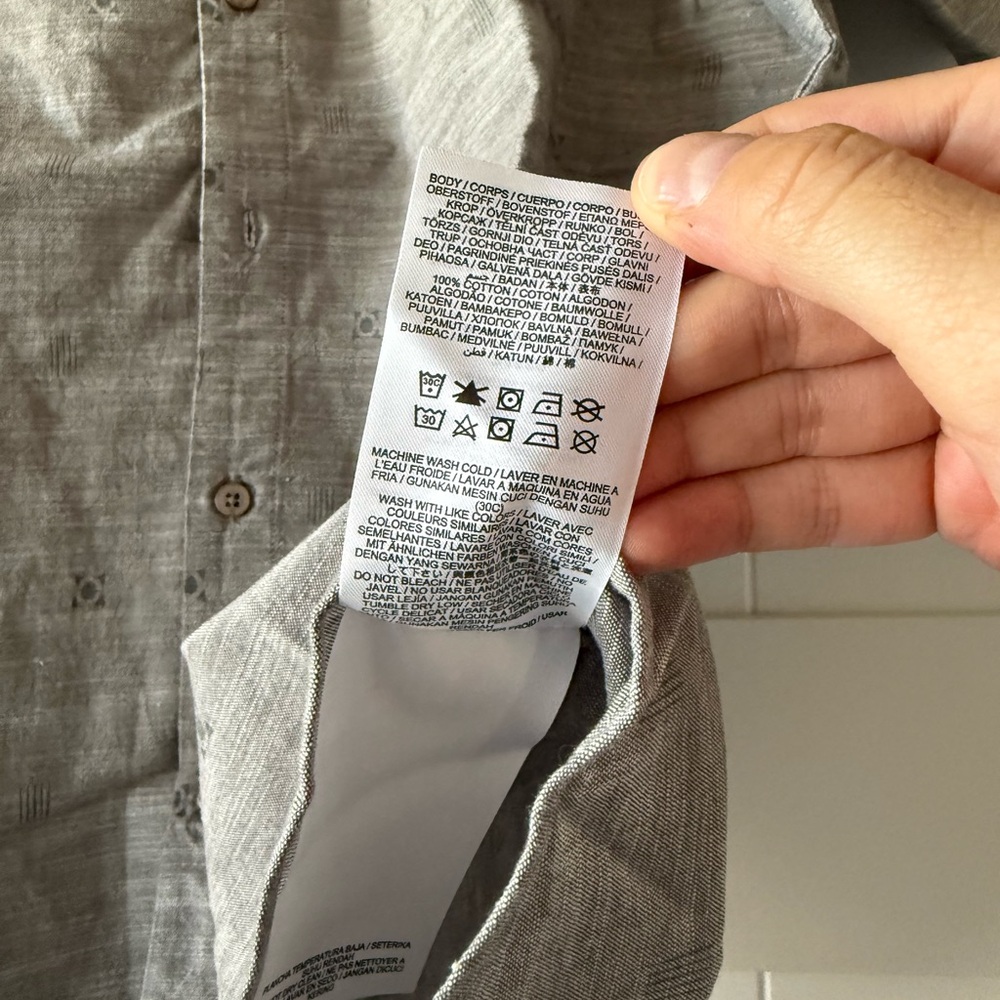 NWOT Hurley Men’s Grey One and Only Palm Trip Button Down Shirt - Picture 8 of 11
